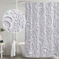 thumbnail image 4 of Floral Patterns Shower Curtain, Waterproof Shower Curtains for Bathroom, Silver White Flowers Leaves Aesthetic Washable Fabric Bathtub Curtain Set Bath Decor with 12 Hooks Extra Long 72"x96", 4 of 6