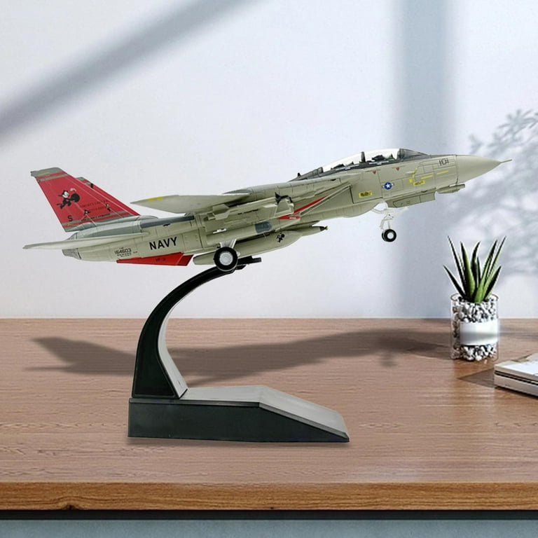 1 100 F 14 USA Carrier Aircraft Diecast Model Simulation Collection Fighter Ornament Airplane with Stand for Bookshelf TV Cabinet Bedroom