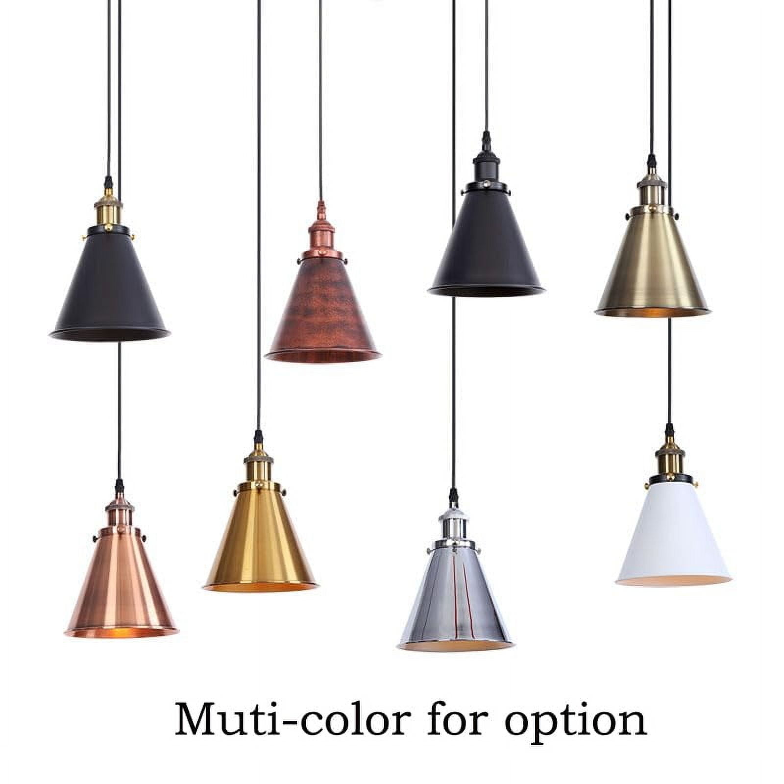 Kiven L-Type track lighting pendants Adjustable Height,L track pendant lights with Rusty Red Iron Lampshade,Farmhouse Track Lighting Fixture for Kitchen Cafe Hallway, E26 Socket