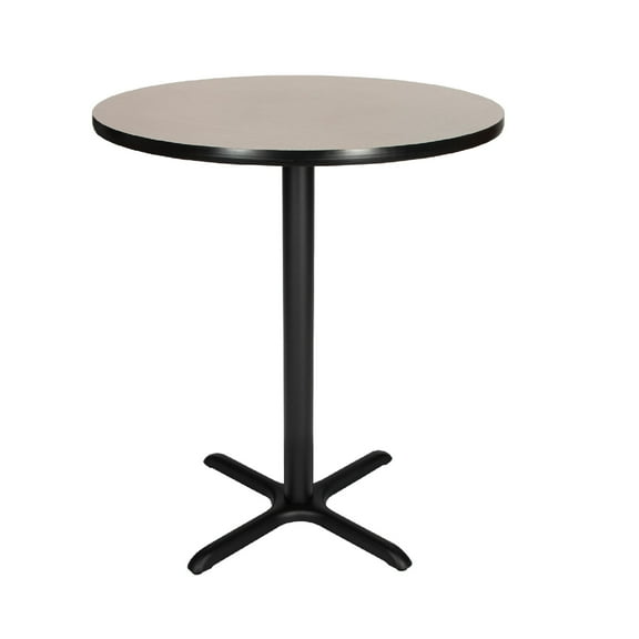 Hampden Furnishings Bennet Collection Steel Frame 36" Round Top, X Base, 42" Height Cafe Table, Black Frame/Grey Nebula Top