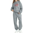 thumbnail image 3 of LEKWK Girls 2-Piece Outfit Set Heart Outline Graphic Pullover Hoodie Elastic Waist Joggers Sweatsuit Little Kid Casual Warm Winter Activewear Playwear, 3 of 5