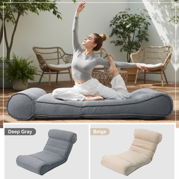 Vornel 83" Adjustable Outdoor Chaise Lounge Bed with Iron Frame, Olefin Fabric Waterproof UV Resistant, 5-Position Recliner for Patio Poolside