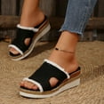 thumbnail image 2 of Platform Wedge Slip on Sandals for Women 2025 Boho Tassel Beach Casual High Heel Dressy Mules Sandals, 2 of 8