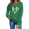 thumbnail image 5 of St. Patrick's Day Sweatshirt for Women Crewneck Long Sleeve Striped Heart with Shamrock Graphic Ribbed Trim Loose Fit Festive Holiday Top, 5 of 6