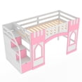 thumbnail image 4 of Harper & Bright Designs Twin Size Loft Bed with Storage Stairs, Solid Wood Low Loft Bed with Window for Juniors, Pink, 4 of 11