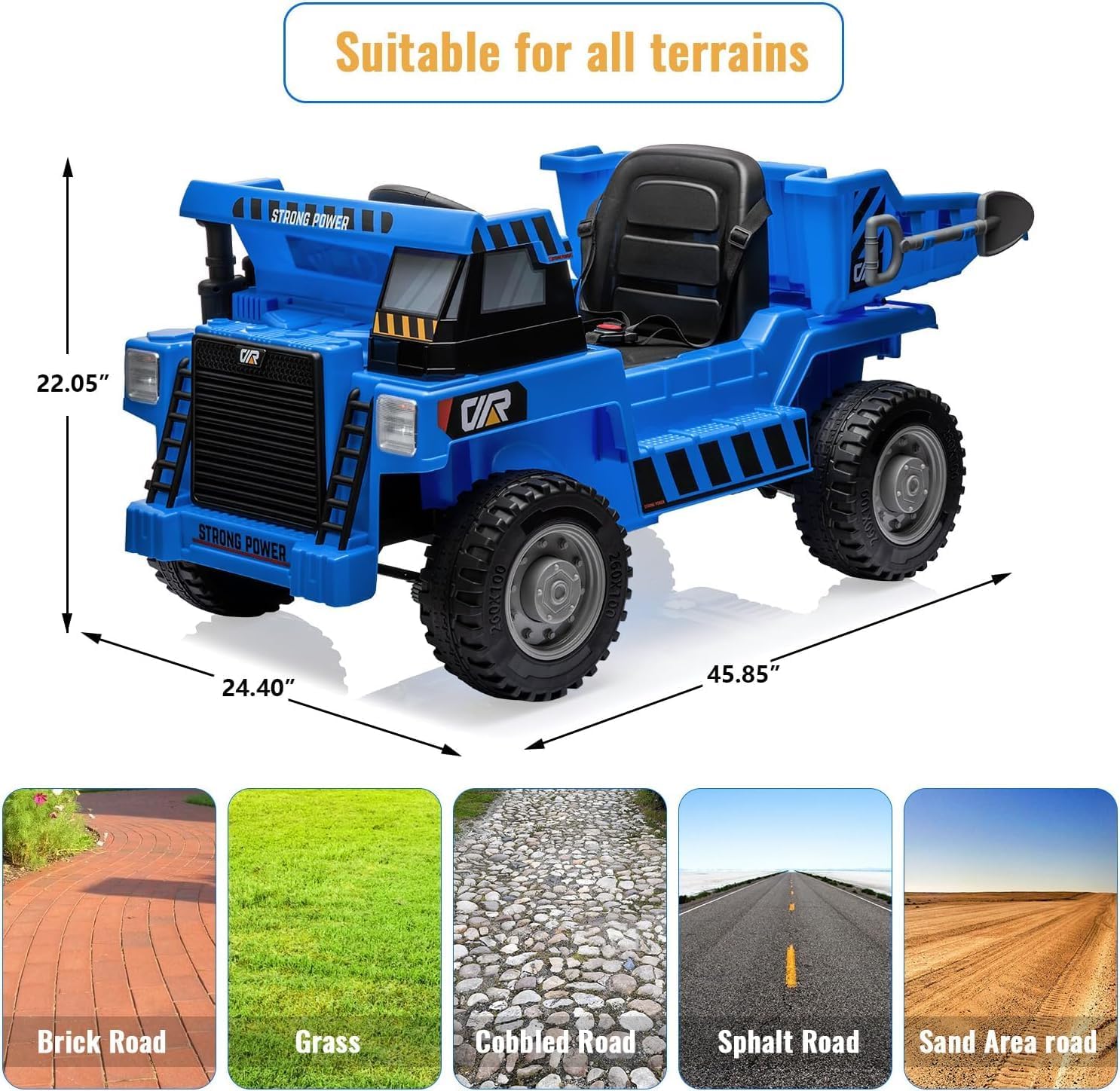M optimized 12V Kids Electric Ride On Dump Truck Ride On Car Construction Vehicles with Remote Control, Electric Dump Bed and Extra Shovel, Music Player, for 3-8 Year Old Kids