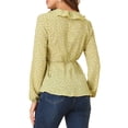 thumbnail image 3 of INSPIRAR CHIC Blusa de Raso con Volantes para Mujeres, Floral, con Cintura Ajustable, Top Peplum, S Amarillo, 3 of 7
