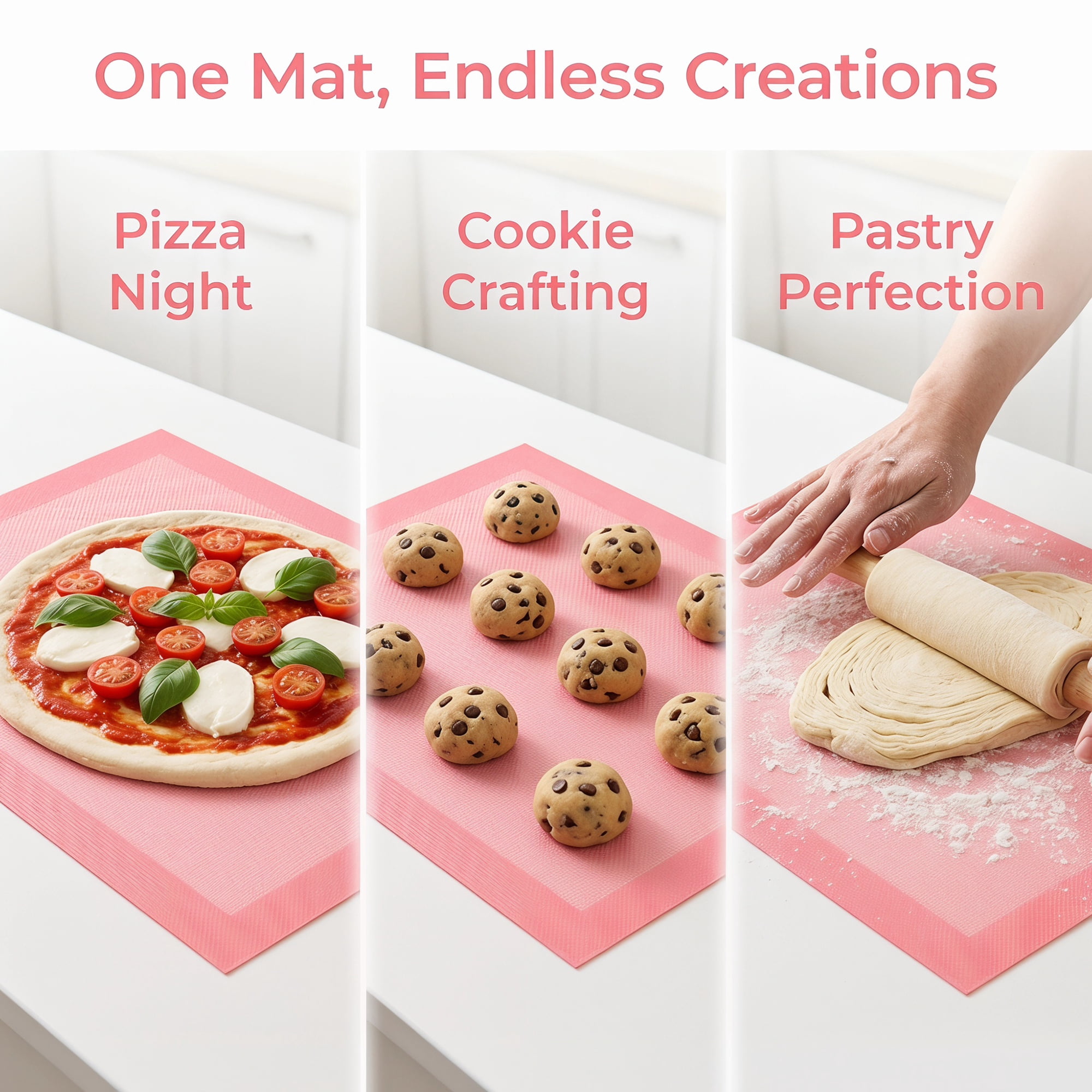 Unique Bargains Heat Resistant Dough Rolling Baking Sheet Pastry Mat Pink A 15.7"x11.8"