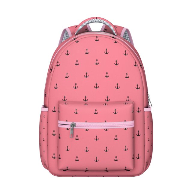 Nautical Anchor Student Backpack Waterproof Durable School Bag with Coastal Boat and Ocean Waves Print, Adjustable Straps, Breathable Padding, Large Capacity for School and Travel