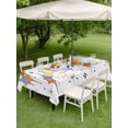 thumbnail image 3 of Outdoor Tablecloth with Umbrella Hole and Zipper, Orange Purple Diamond Rectangle Table Cloth 60x102 Inch Waterproof Tablecloth, Modern Geometric Middle Century Picnic Table Cover for Patio Camping, 3 of 7
