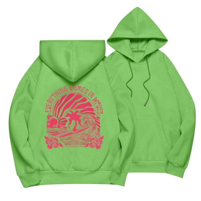 Chandails à Capuchon Oversize pour Femmes à Manches Longues avec Cordon de Serrage, Chandail à Capuche Graphique, Mode Automne