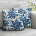 thumbnail image 3 of Ullo0ord Floral Pillow Covers Inch Set of Blue line Flower Decorative White Throw Pillows Pillowcase Decor for Outdoor Couch Chair Home Couch 12x12in, 3 of 5