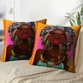 thumbnail image 3 of LALILO Throw Pillow Covers Cute African Girl African Afro Girl Cushion Cover 18" x 18", 2 Pack, 3 of 6