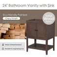 thumbnail image 5 of Bathroom Vanity Base Only, Bathroom Storage Cabinet with Doors and Shelf, Modern Wood Cabinet Basin, Solid Wood Frame with Open Shelf, Sink not Included (Brown 24"), 5 of 9