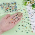thumbnail image 3 of 180 piezas de dijes colgantes de 9 colores, colgantes de vidrio galvanizado, cuentas de gota con tapa de latón, dijes de cuentas de vidrio transparente, 3 of 5