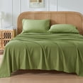 thumbnail image 6 of JELLYMONI 4 Pieces Cooling Full Sheets Set, Microfiber & Bamboo Sheet Set, Breathable & Wrinkle Free - 16" Deep Pockets Bedding Sheets & Pillowcases,Dark Green, 6 of 7