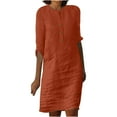 thumbnail image 1 of Gspmoly Robes d'Été pour Femmes 2025, Robe pour Femmes à Manches 3/4 Col Rond Boutonnée Longueur Genou Robe de Cocktail Économies d'Été, 1 of 5