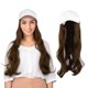 thumbnail image 4 of Gorra de béisbol blanca de moda, peluca de sombrero, postizo largo y rizado, extensión de cabello para exteriores, marrón claro, 4 of 14