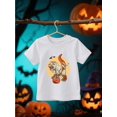 thumbnail image 1 of Halloween T-shirt - Boys' Halloween Mummy T-Rex Trick-or-Treat Graphic T-Shirt - Red Short Sleeve Cotton Knit Shirt with Jack-O'-Lanterns & Bats Design, Breathable Casual Round Neck Tee, 1 of 6