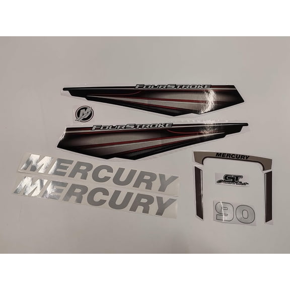 411 Decals Aftermarket Replacement for Mercury 90 Four Stroke (2014-2018) Red Outboard Decal (Sticker) Set