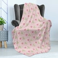 thumbnail image 4 of Cartoon Soft Flannel Fleece Throw Blanket, Love Themed Valentines Inspired with Giant Hearts Checkered Pattern, Cozy Plush for Indoor and Outdoor Use, 70" x 90", Pink Olive Green, by Ambesonne, 4 of 5