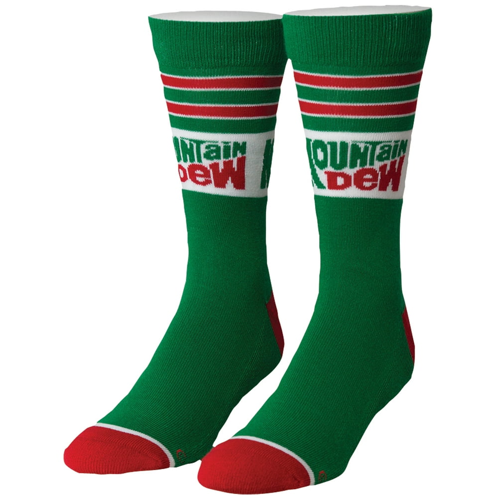 Cool Socks Mountain Dew Striped Socks Logo Graphics Cotton Blend Unisex OneSize Crew
