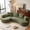 Green, variant on 122" Curved Corner Sofa with Chaise Lounge, Modern Luxury Lambswool Sofa, Perfect for the Living Room, Includes 5 Pillows, Extra-Thick, Deep-Seated 4-Seater Sofa.
