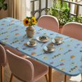 thumbnail image 3 of Spring Flowers Table Cloths for 8 Foot Rectangle Tables, Pink Yellow Wildflowers Pastoral Botanical Blue Patio Waterproof Elastic Fitted Tablecloths, Washable Rectangular Table Cover for Camping, 3 of 8