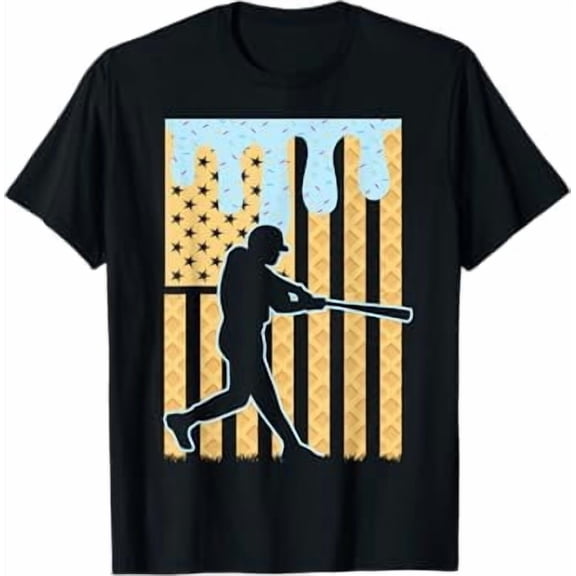 Boys Dripping Ice Cream American Flag T-Shirt