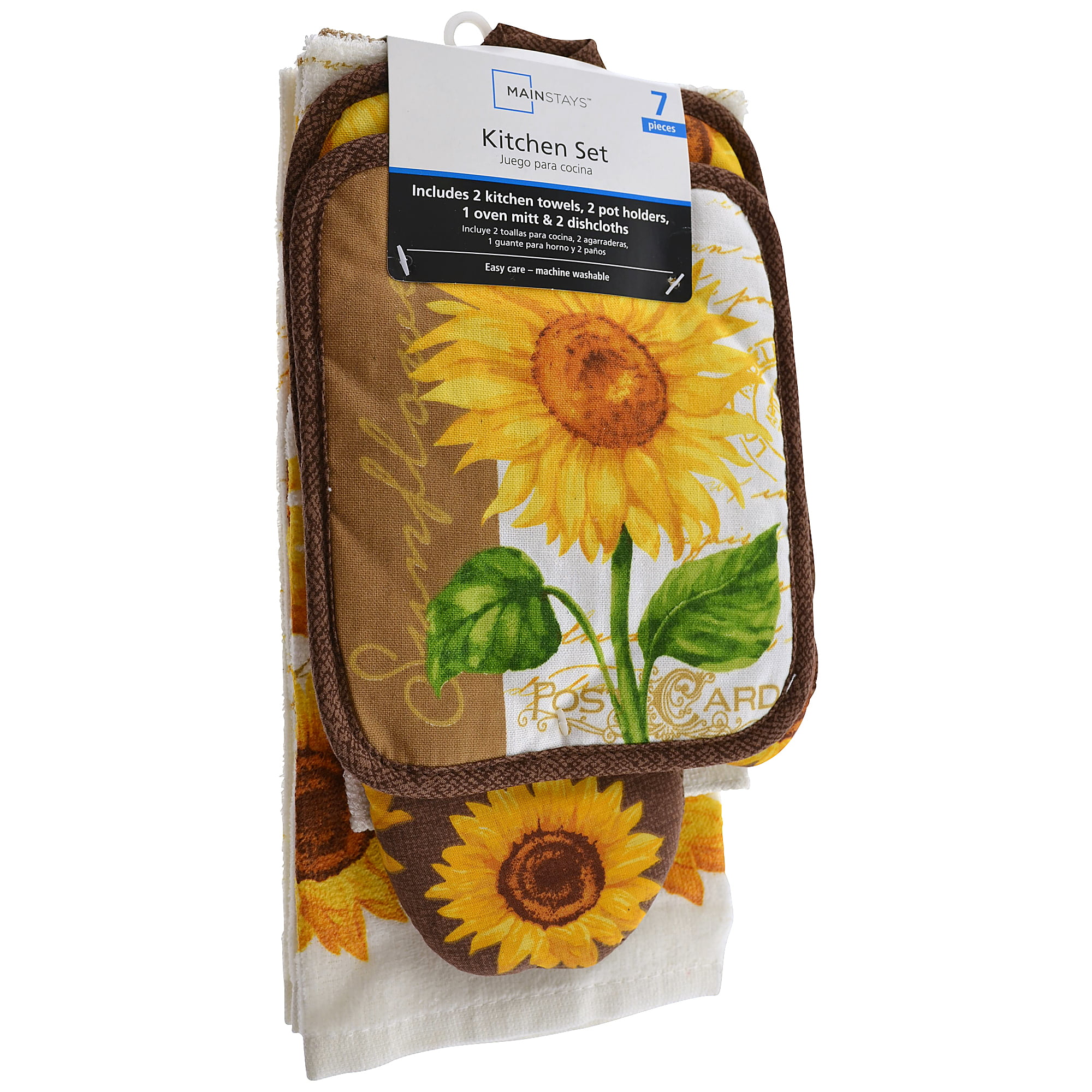 Mainstays Sunflower Kitchen Textiles Set 7 Piece Walmartcom