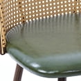 thumbnail image 5 of Soges 2pcs PU Leather Bar Stool with Rattan Back, Modern Counter Height Bar Stool with Footrest for Dining Room Kitchen, Green Cushion, 5 of 6