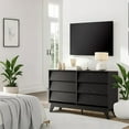 thumbnail image 5 of 6-Drawer Dresser for Bedroom, 47.2" Wide Mid Century Chest of Drawers, Wooden Dresser TV Stand, Vintage Dressers with Bevel Design for Bedroom, Living Room, Hallway, Black, 5 of 7