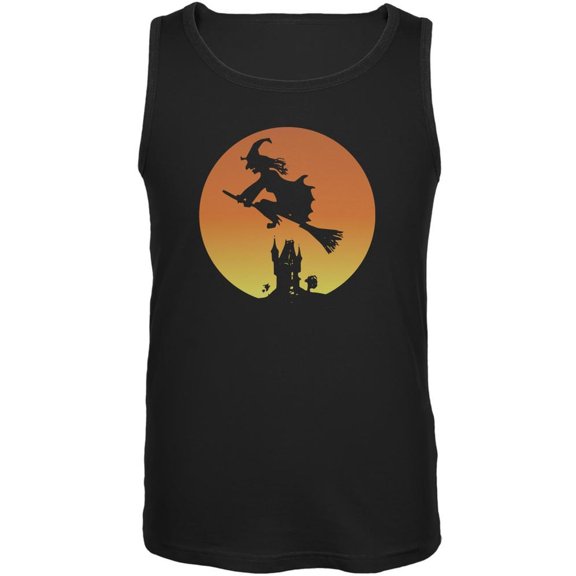 Halloween Witch Sunset Black Adult Tank Top - 2X-Large