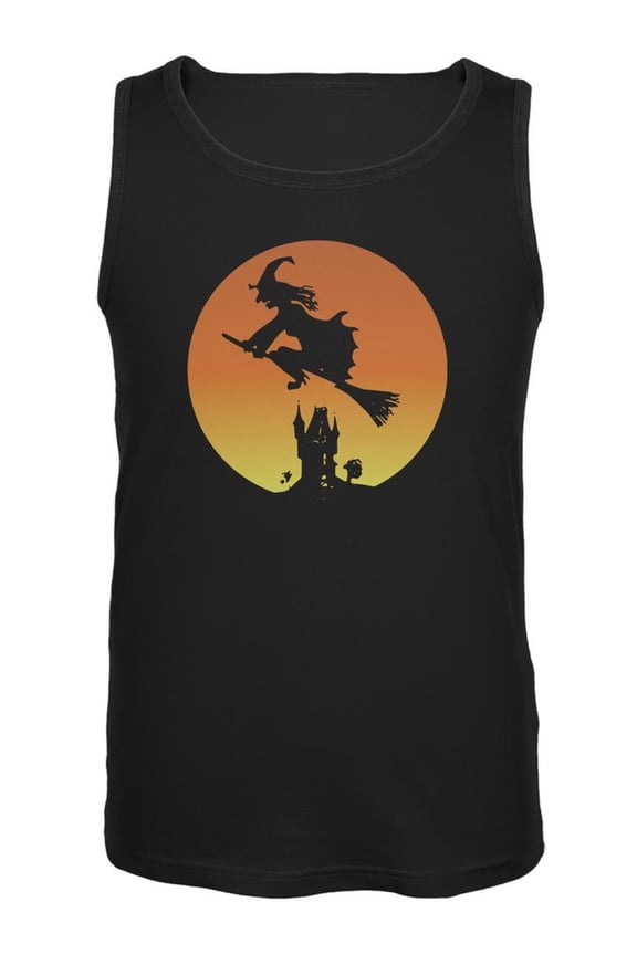 Halloween Witch Sunset Black Adult Tank Top - 2X-Large