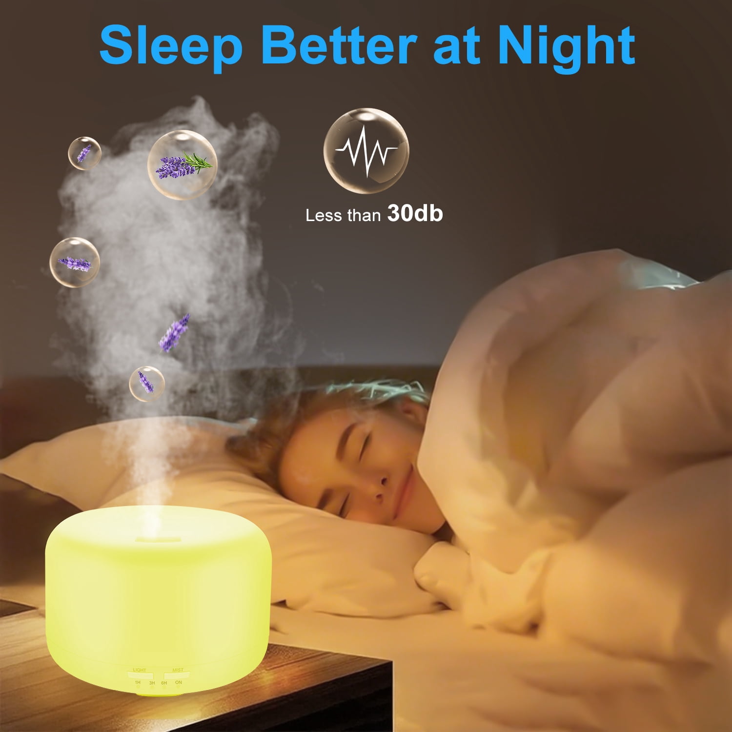 5 in 1 Essential Oil Diffuser with Remote Control,HopePow Timing Cool Mist 500ml Top-Fill Air Humidifiers with Night Light for Bedroom Aroma Aromatherapy Diffusers for Home,Room