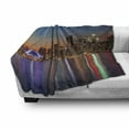thumbnail image 3 of Landscape Soft Flannel Fleece Blanket, Urban Theme a Cityscape View of Toronto and the Skyscrapers at Dusk Digital Print, Cozy Plush for Indoor and Outdoor Use, 60" x 80", Dark Blue, by Ambesonne, 3 of 6