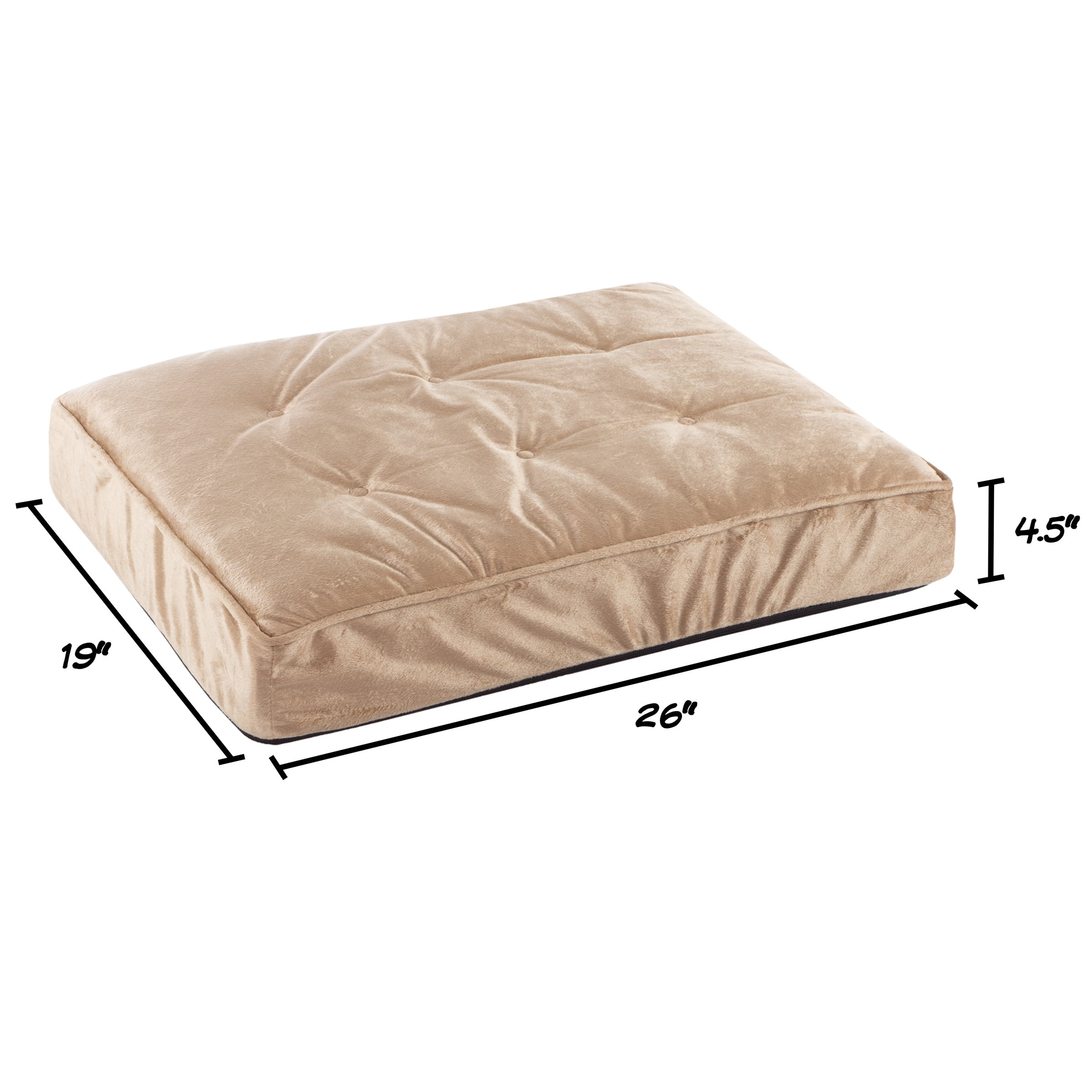 Dog Bed with Removable Cover – 26x19 Pet Bed - 4.5-Inch Egg Crate Style Memory Foam Orthopedic Dog Bed and Non-Slip Crate Bed by PETMAKER (Tan)