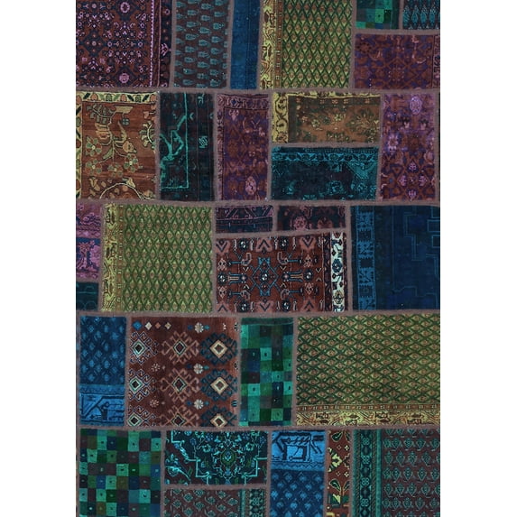 Ahgly Company Indoor Rectangle Oriental Light Blue Modern Area Rugs, 5' x 8'