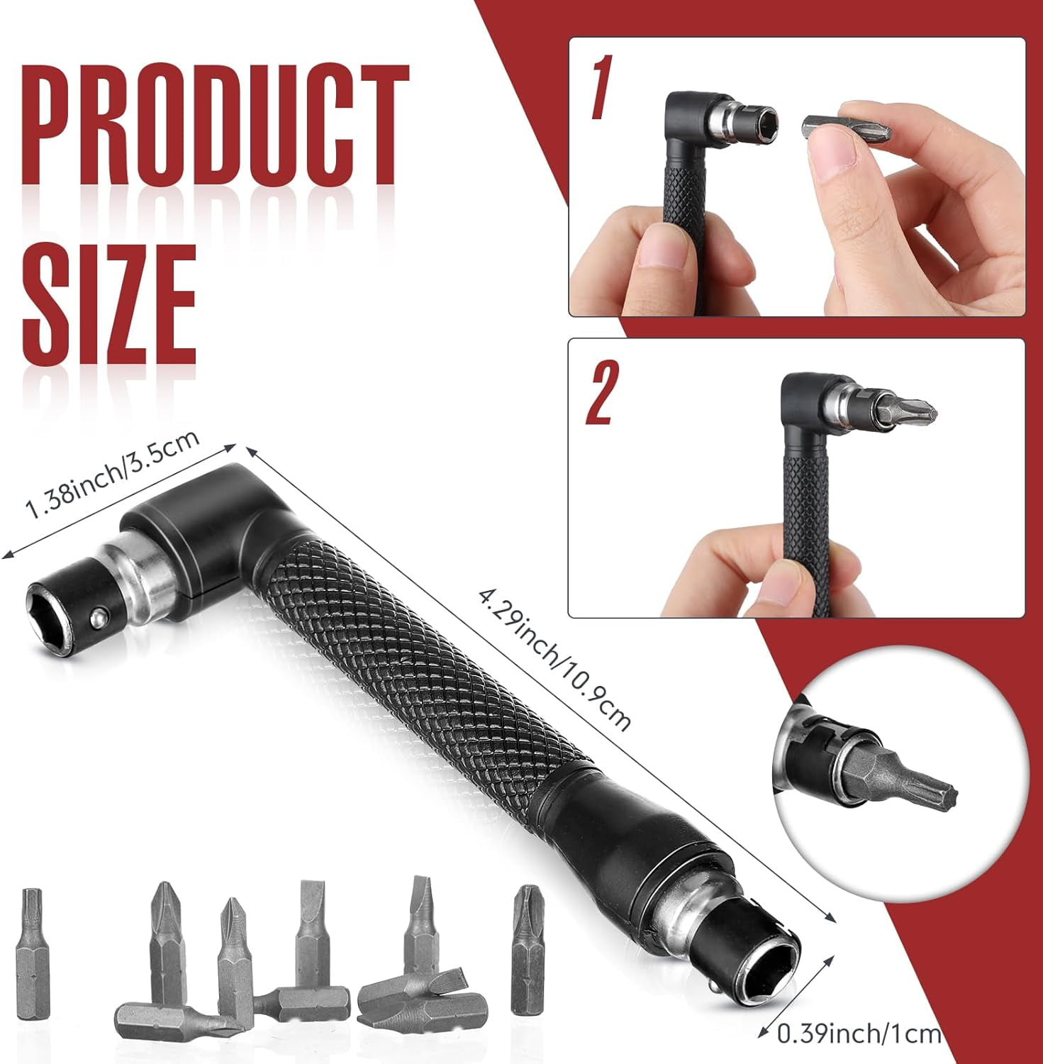 23Pcs Flexible Drill Bit Extension Set 2pc 105° Right Angle Drill Bit Attachment,3pc 1/4, 3/8, 1/2" Hex Adapter Socket,6pc Drill Bit Holder, 10 Short Screwdriver Bits