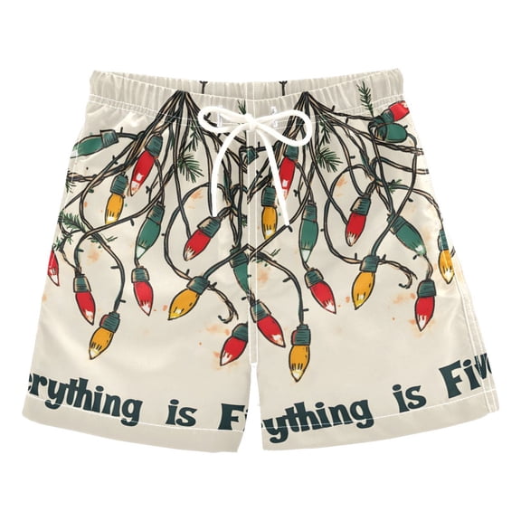 FORMRS Boys Swim Trunks Quick Dry Mesh Liner Boardshorts Sizes XS-XL, Christmas Light