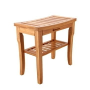 Big Clearance! Bamboo Bathroom Shower Bench Stool Bath Seat with Storage Shelf