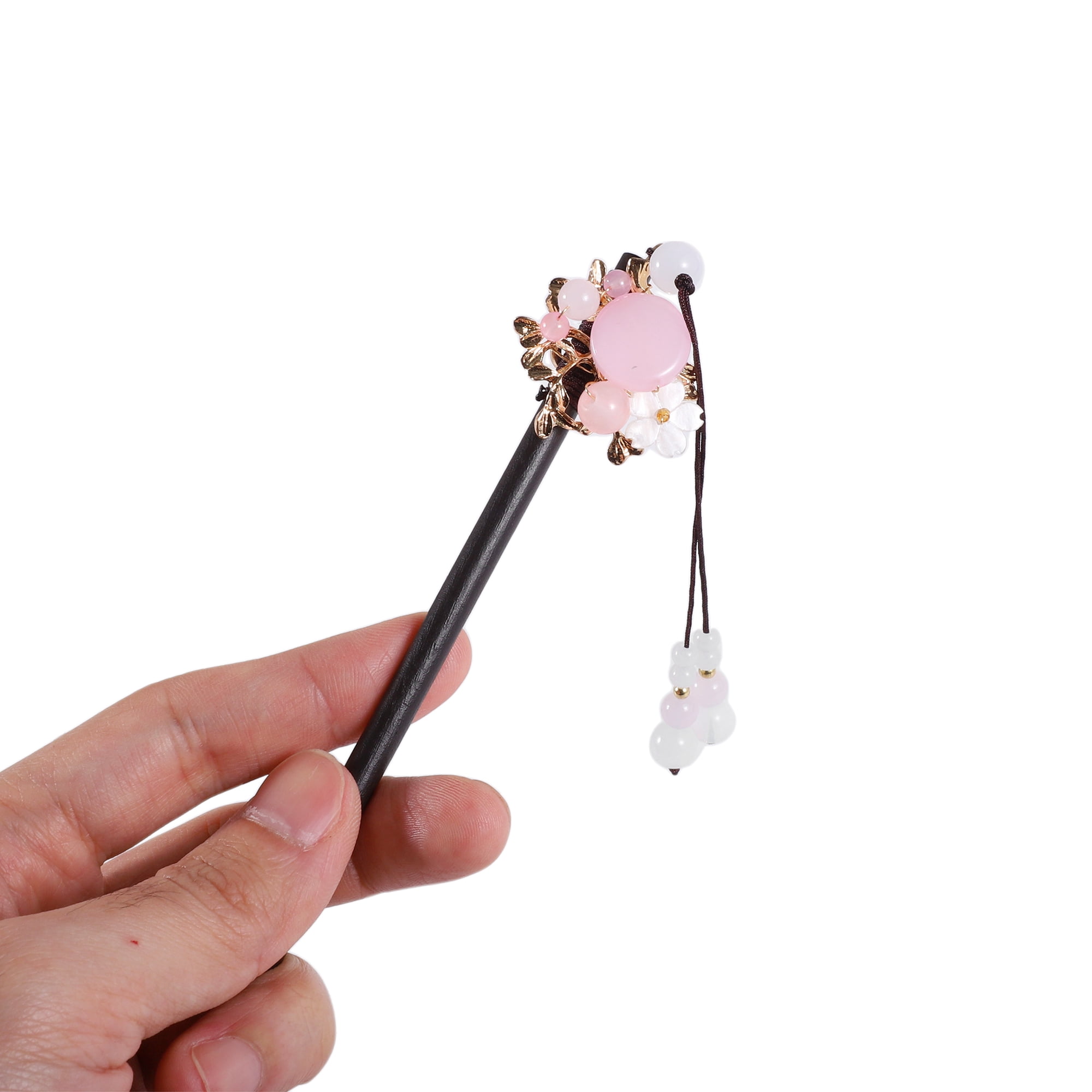 Unique Bargains Hair Chopstick for Women 1Pc Black, Pink, White [Retro Style Tassel] 2.76"