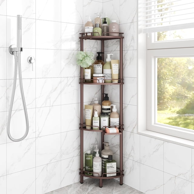 Soporte de ducha de esquina Shelf ELYKEN, 4 niveles, metal inoxidable