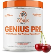 Pre-Workout Natural Energy Supplement Caffeine-free Nootropic Focus & Muscle Building Support, Sour Cherry, Genius Pre by the Genius Brand