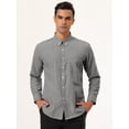 thumbnail image 3 of Camisa de vestir para hombre, manga larga, clásica, color sólido, ajustada, con botones gris L, 3 of 6