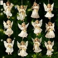 thumbnail image 4 of Set of 12 Pieces Angel Christmas Ornaments Wooden Christmas Tree Decorations, Retro Small Angel Hanging Decorations Figure for Crafts Gift Holiday Tags Party (Vintage Angels), 4 of 5