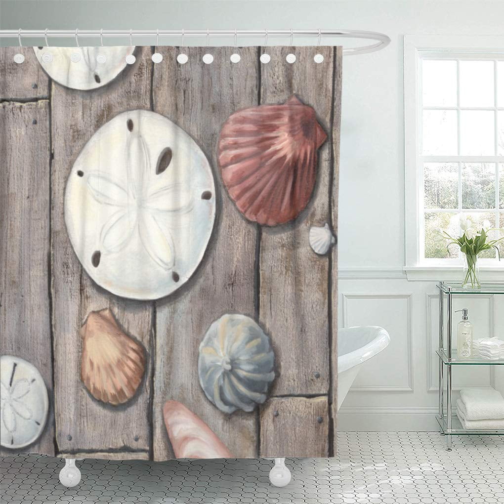 Yusdecor Teal Megan Seashore Treasures Meagher Seashell Sand Dollar Wooden Bathroom Decor Bath Shower Curtain 60x72 Inch Walmart Canada