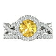thumbnail image 2 of Clara Pucci 14K White Gold 1.795 Simulated Yellow Diamond Engraveable Engagement Ring + Wedding Band Set, 2 of 7