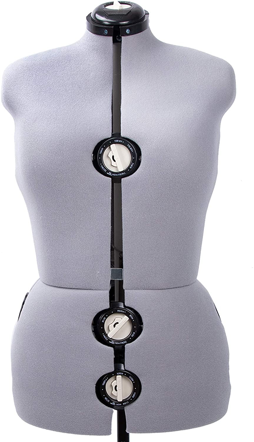 GEX Worldwide 70'' Gray Female Fabric Adjustable Mannequin Dress Form for Sewing Women's Mannequin Body Torso with Stand Medium