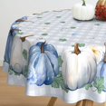 thumbnail image 2 of Fall Thanksgiving Plaid Blue Pumpkin Flower Tablecloth for Autumn Harvest ，Round 60x60 Inch, 2 of 7